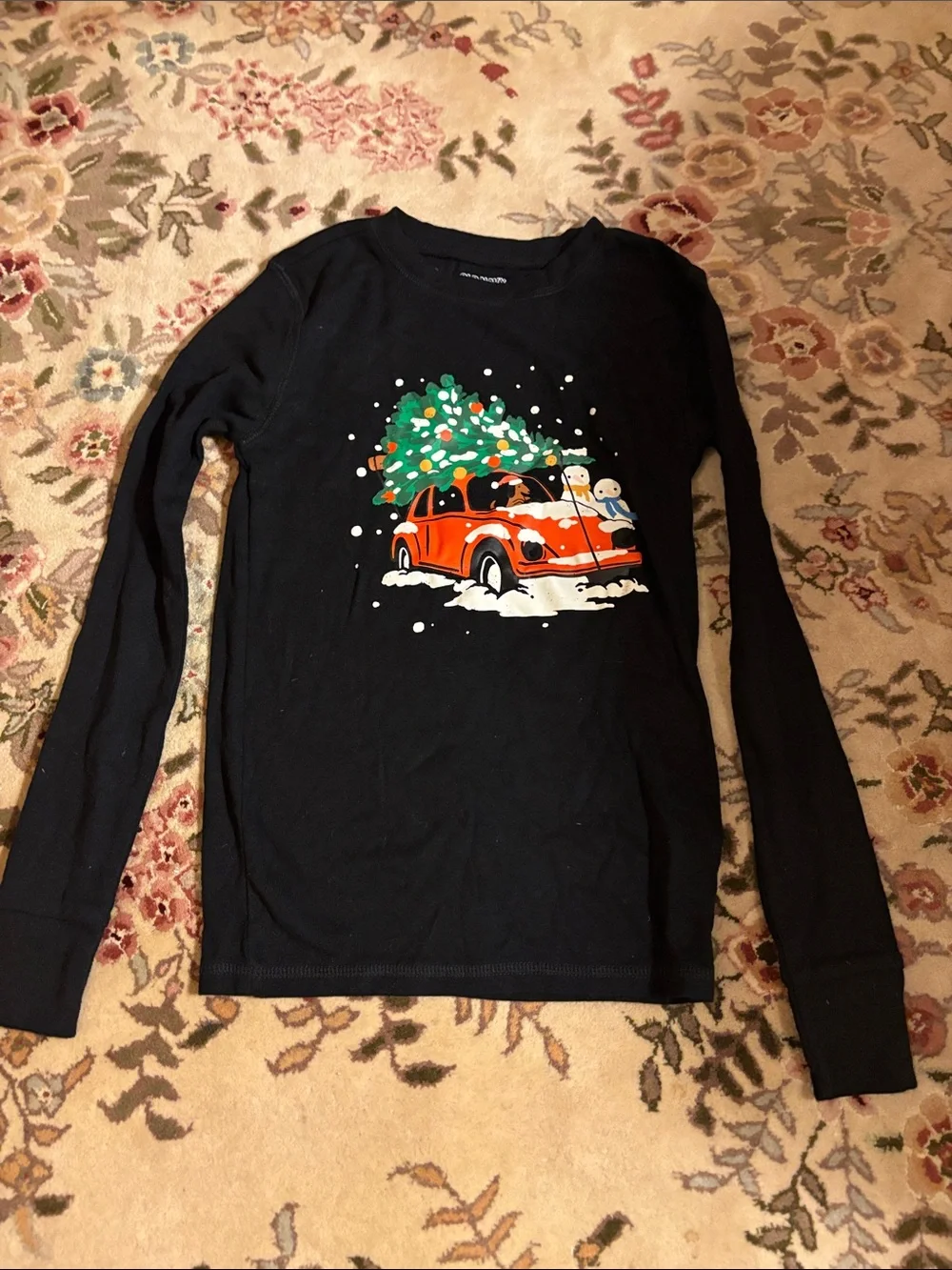 Old Navy Kids Black Holiday Car & Tree Pajama Set